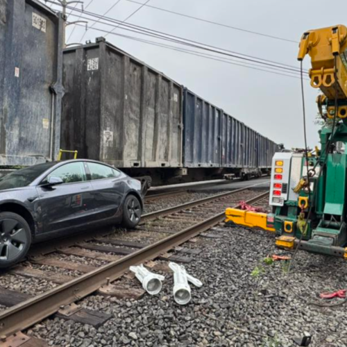 Tesla hit by train 8