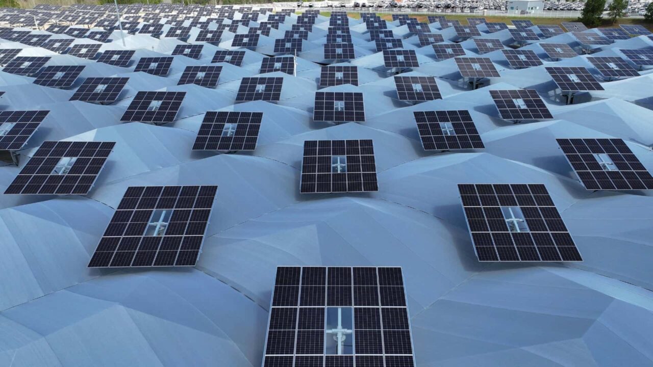 hail protection system with integrated solar panels at kia s georgia factory 17