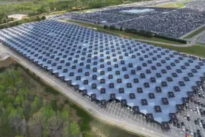 hail protection system with integrated solar panels at kia s georgia factory 3