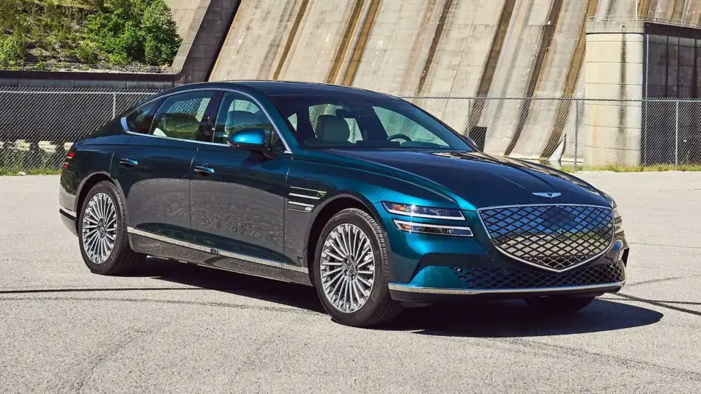 2023 genesis electrified g80 exterior front quarter 2
