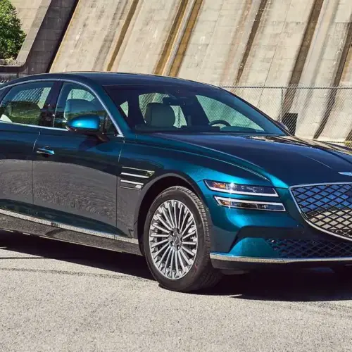 2023 genesis electrified g80 exterior front quarter 5